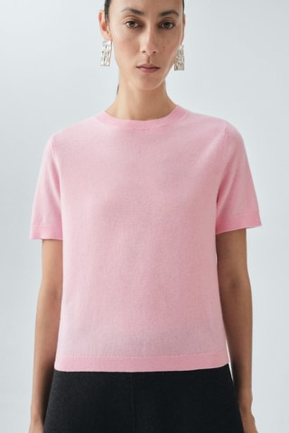 Pull-over laine manches courtes - Rose