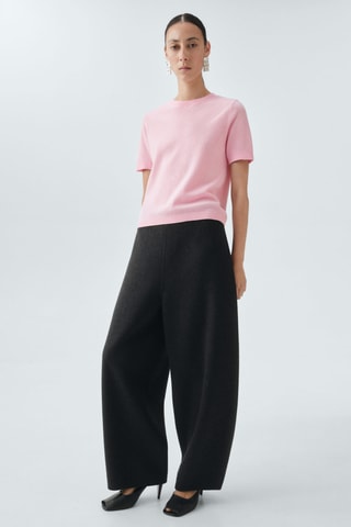 Pull-over laine manches courtes - Rose