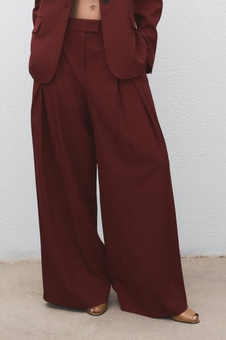 Pantalon de costume large à pinces - Bordeaux