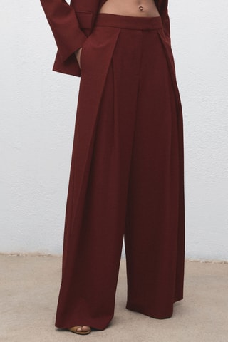 Pantalon de costume large à pinces - Bordeaux