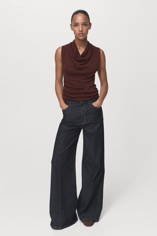 Top maille à fronces - Marron
