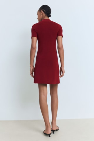 Robe maille col montant - Bordeaux
