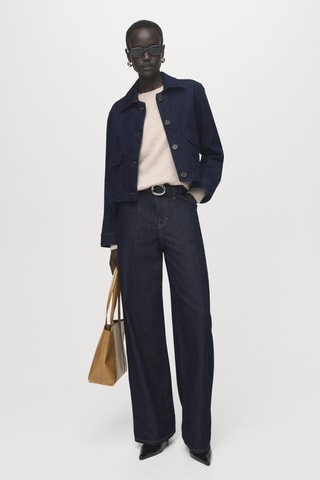 Veste denim poches - Bleu