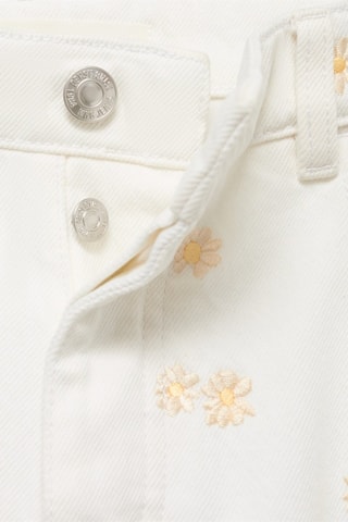 Jeans wideleg brodé de fleurs - Écru