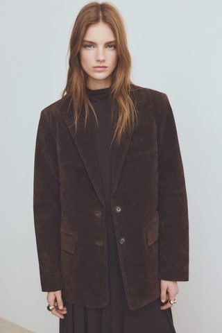 Blazer droit daim - Marron
