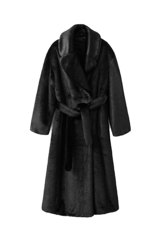 Manteau fausse fourrure avec ceinture - Noir