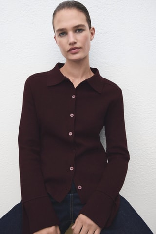 Cardigan col chemise - Bordeaux