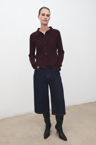 Cardigan col chemise - Bordeaux