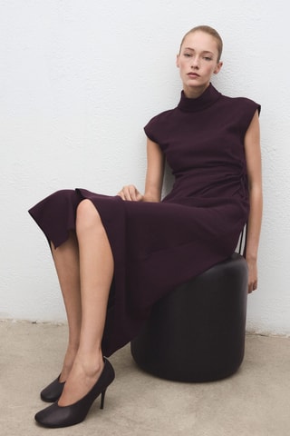 Robe col montant croisé - Violet