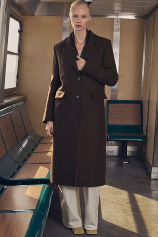 Manteau en laine structuré - Marron