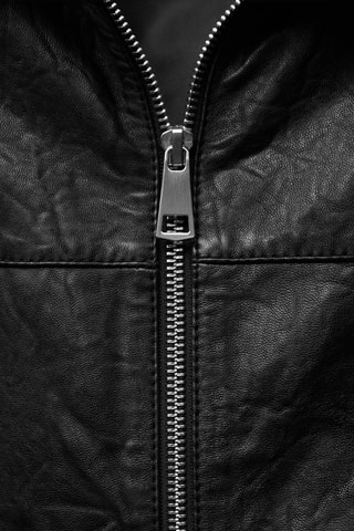 Veste cuir oversize - Noir