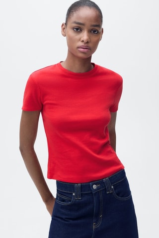 T-shirt coton ajusté - Rouge