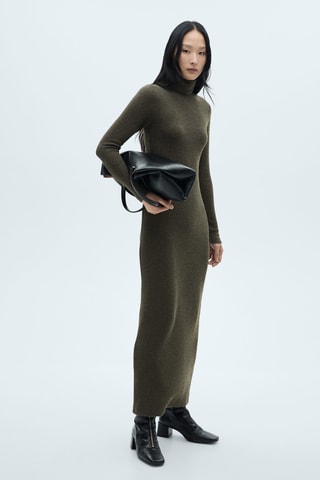 Robe maille col roulé - Vert