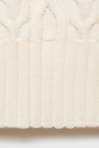 Gilet maille torsadée capuche - Écru