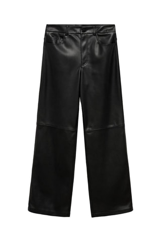 Pantalón recto efecto piel - Negro