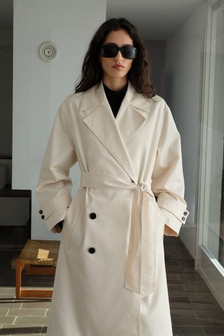 Trench long oversize double boutonnage - Écru