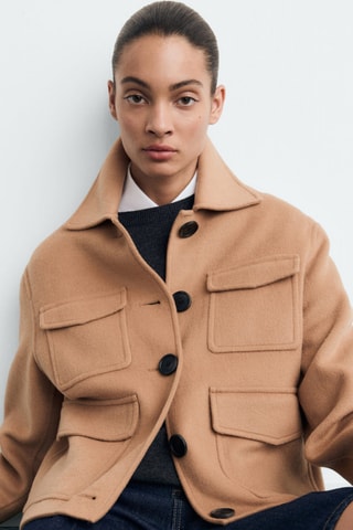 Veste laine à poches - Marron