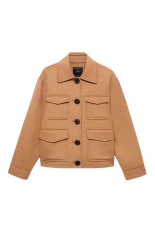 Veste laine à poches - Marron