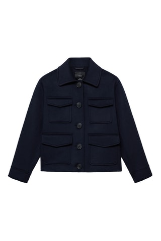 Veste laine à poches - Bleu marine