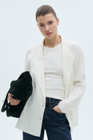 Blazer de costume effet froissé - Blanc