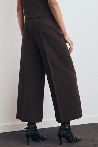 Pantalon style jupe-culotte crop - Marron
