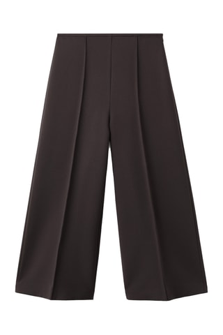 Pantalon style jupe-culotte crop - Marron