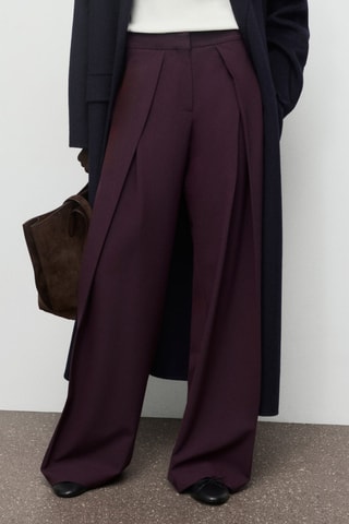 Pantalon large à pinces - Rouge