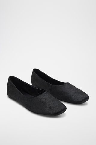 Chaussures cuir et fausse fourrure - Noir
