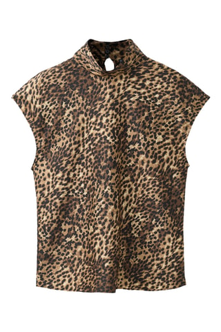 Blouse satinée léopard - Marron