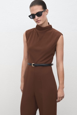 Combinaison col drapé ceinture - Rouge