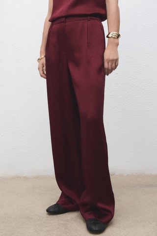 Pantalon large satiné - Rouge