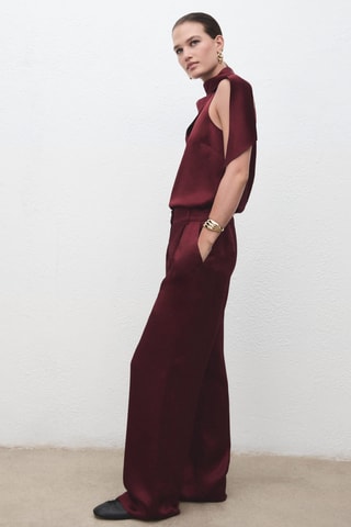 Pantalon large satiné - Rouge