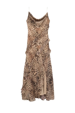 Robe à imprimé léopard avec ouverture - Écru
