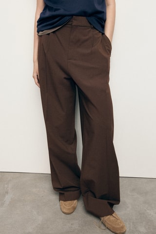 Jean large taille basse - Marron