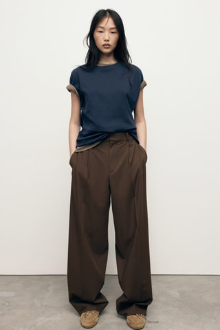 Jean large taille basse - Marron