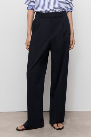 Jean large taille basse - Bleu marine