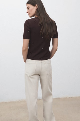 Pull maille strass - Marron