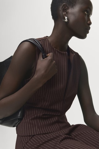 Top cintré à zip - Marron