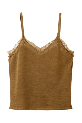 Top laine mélangée dentelle - Beige