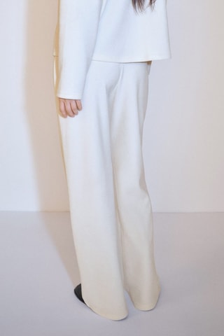 Pantalon droit velours côtelé - Écru