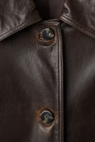Manteau long 100% cuir - Marron