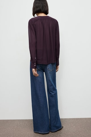 Blouse en gaze avec décolleté et nœud - Bordeaux