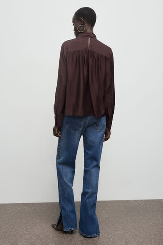 Blouse texture avec foulard - Marron