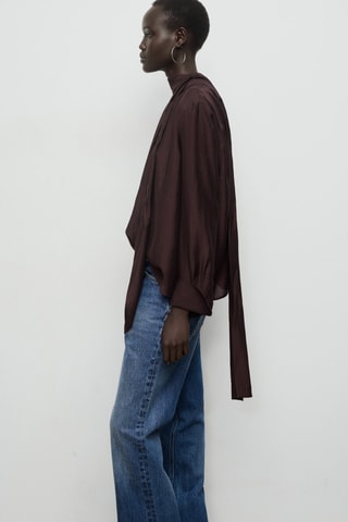 Blouse texture avec foulard - Marron