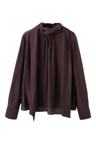 Blouse texture avec foulard - Marron