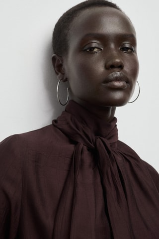 Blouse texture avec foulard - Marron