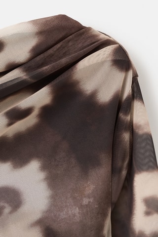 Robe asymétrique imprimé fleuri - Marron