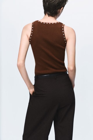 Top en maille à clous - Marron