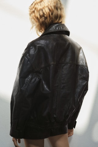 Veste 100 % cuir à poches - Marron
