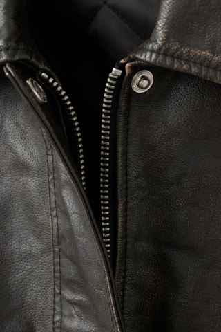 Veste 100 % cuir à poches - Marron